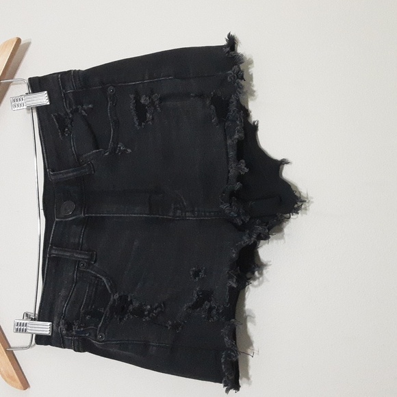 American eagle mom shortie black women's 4 distressed Festival Beach Rodeo Y2k - Picture 6 of 6